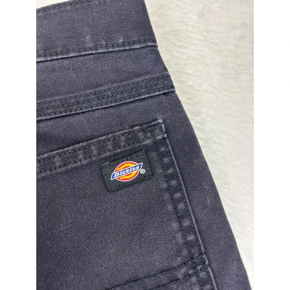 Dickies Flex Mens 40x30 Black Washed Carpenter Duck Canvas Pants